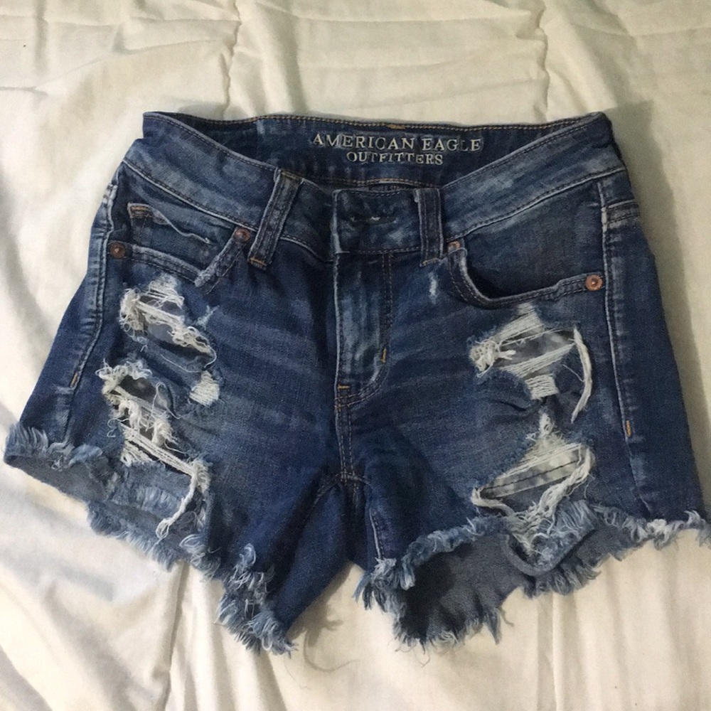 Ripped jean shorts